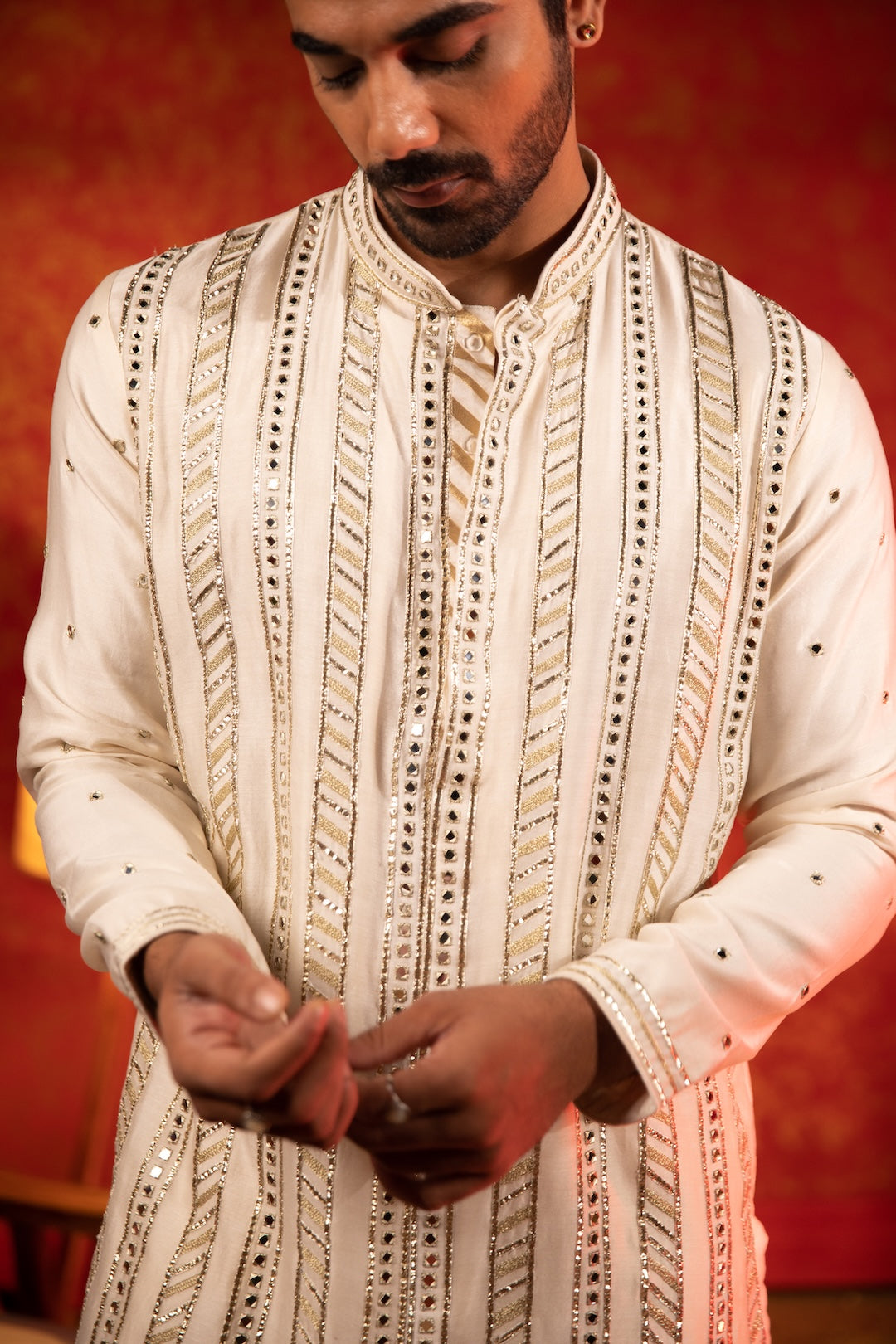 Gota Mirror Panel Kurta Set