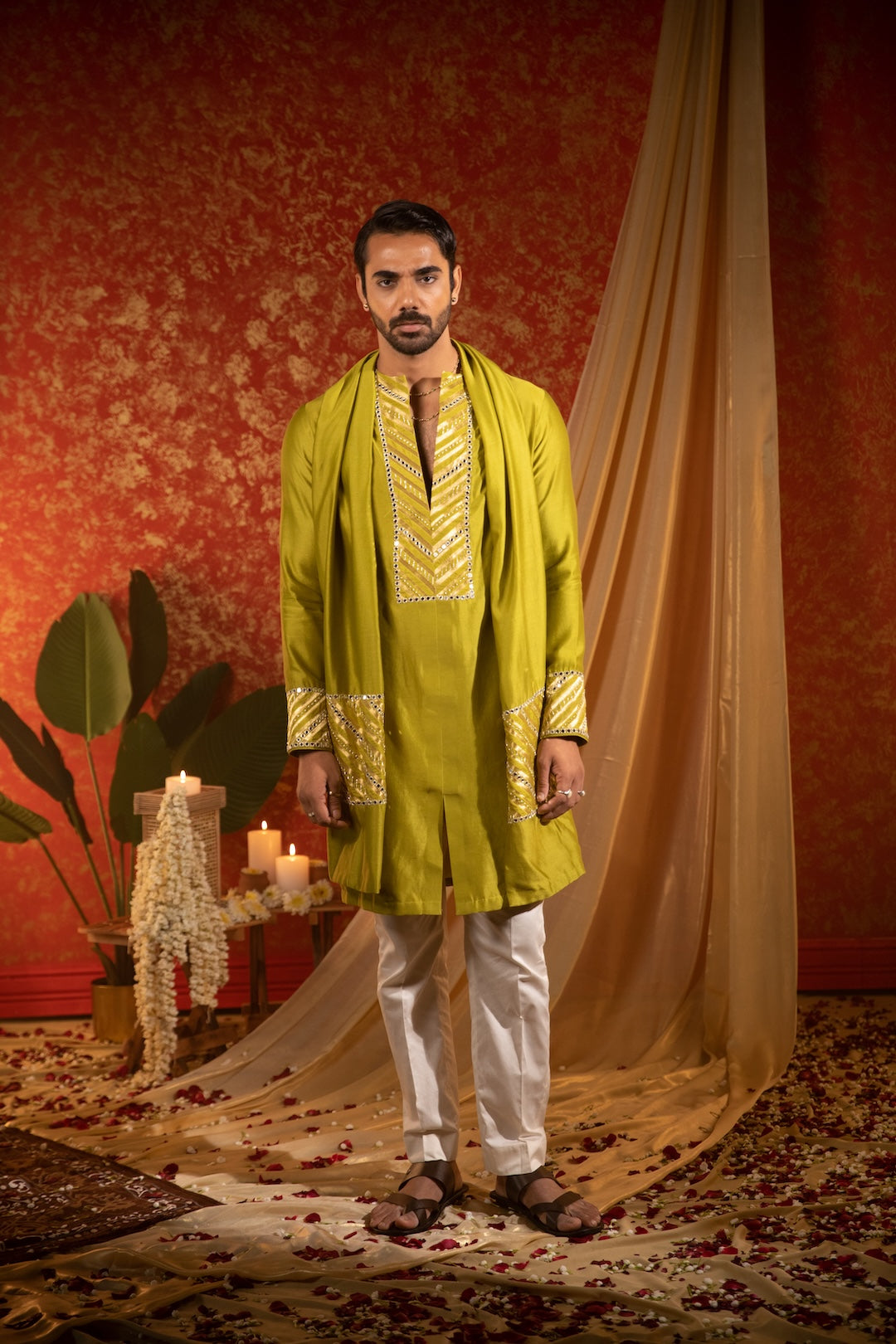 Banarasi Patch Work Kurta Stole Set