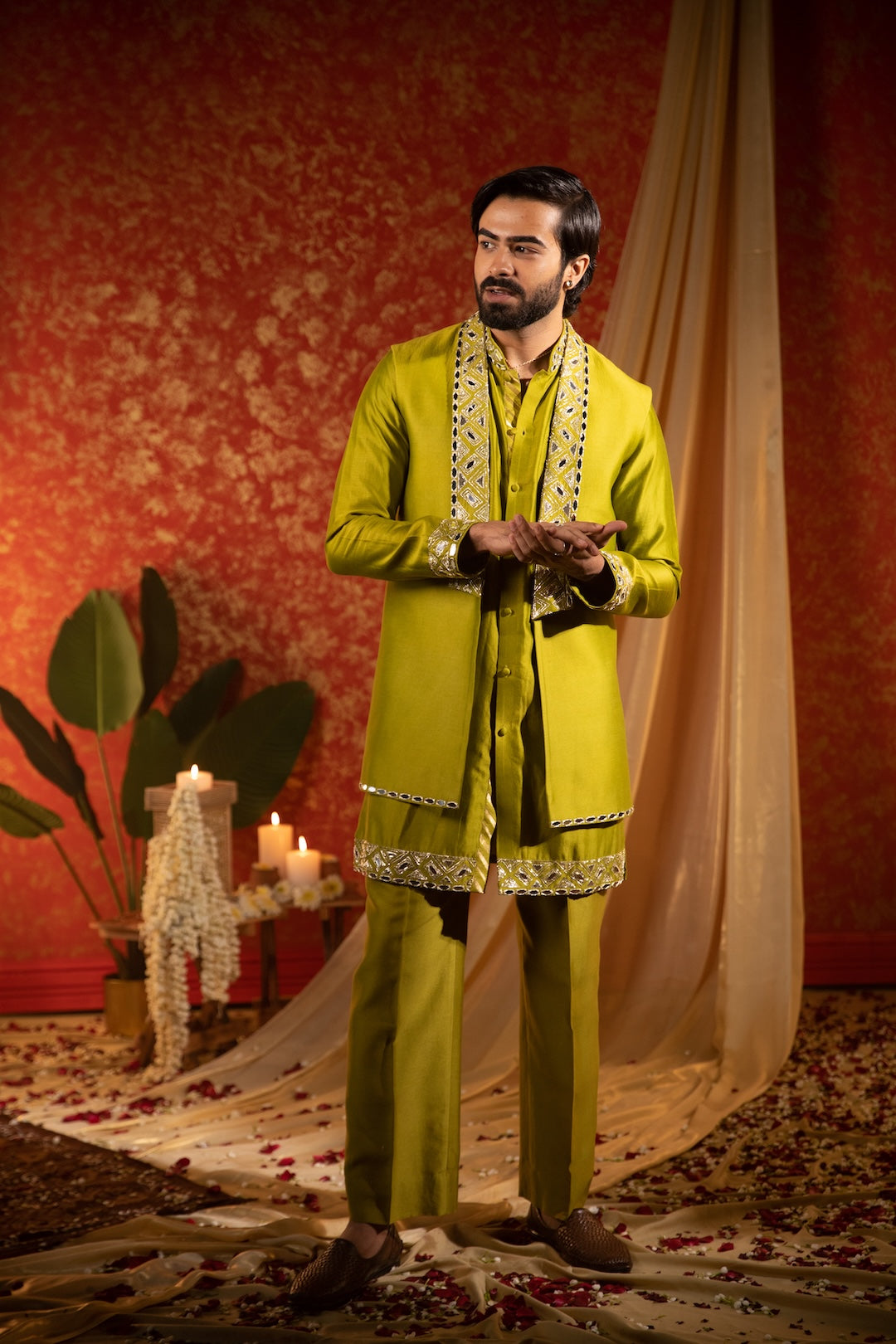 Mirror Lapel Kurta Bandi Set