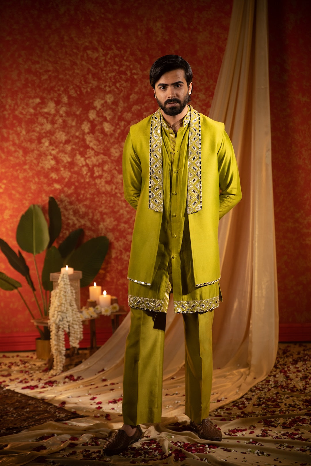 Mirror Lapel Kurta Bandi Set