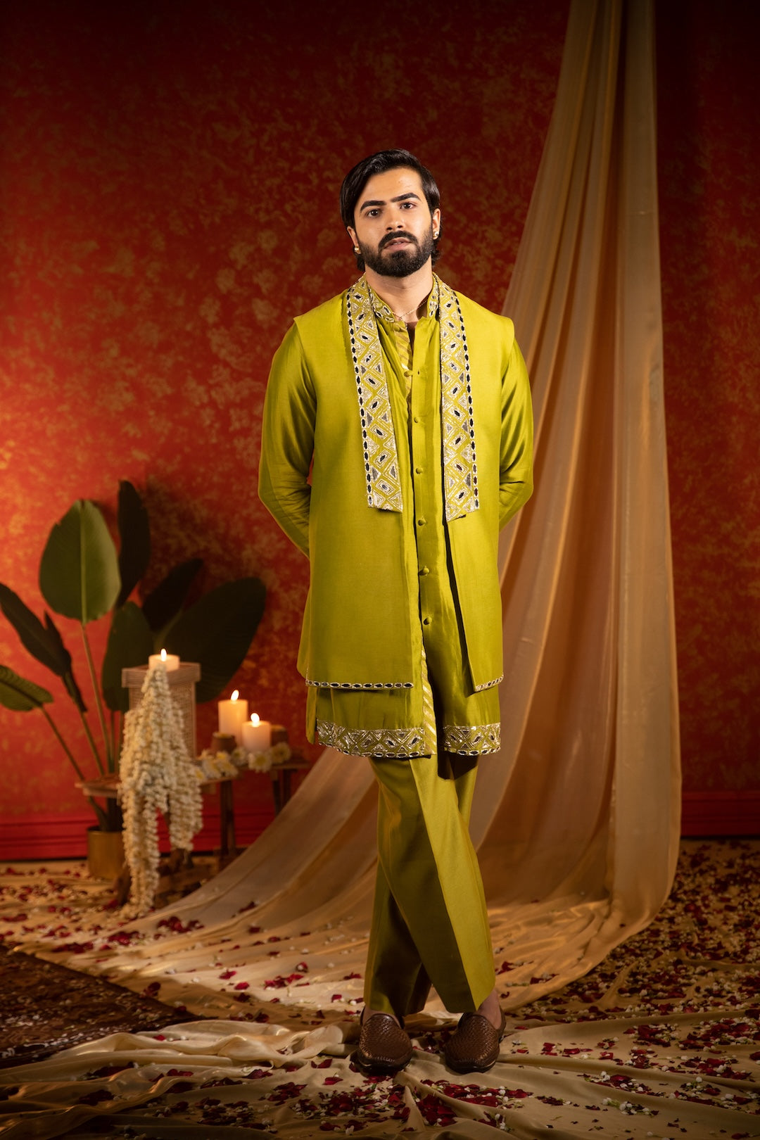 Mirror Lapel Kurta Bandi Set