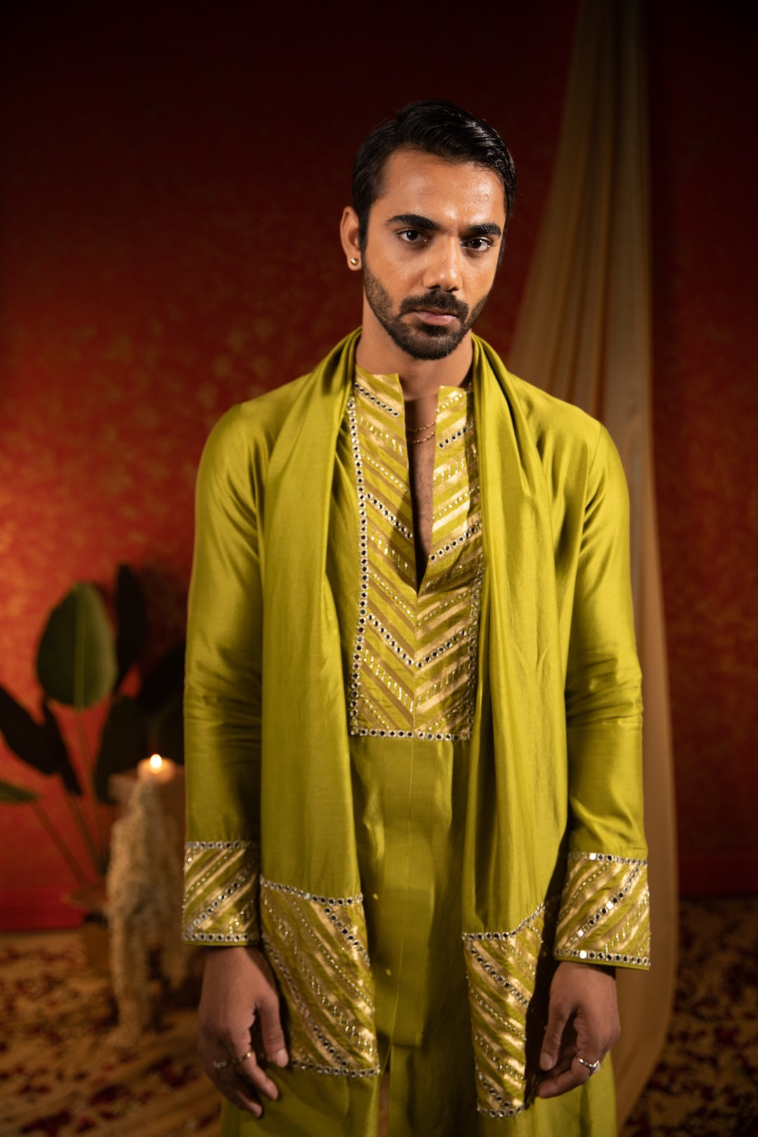 Banarasi Patch Work Kurta Stole Set