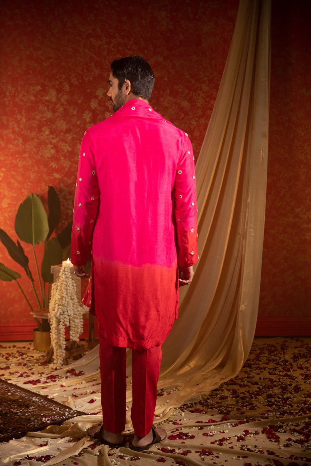 Ombre Circular Mirror Kurta Stole Set