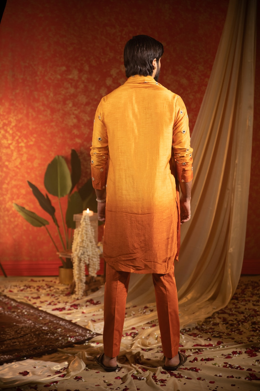 Ombre Square Mirror Kurta Stole Set