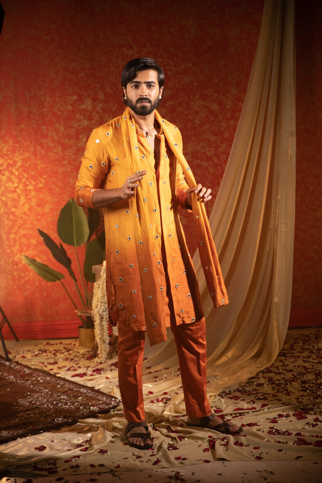 Ombre Square Mirror Kurta Stole Set