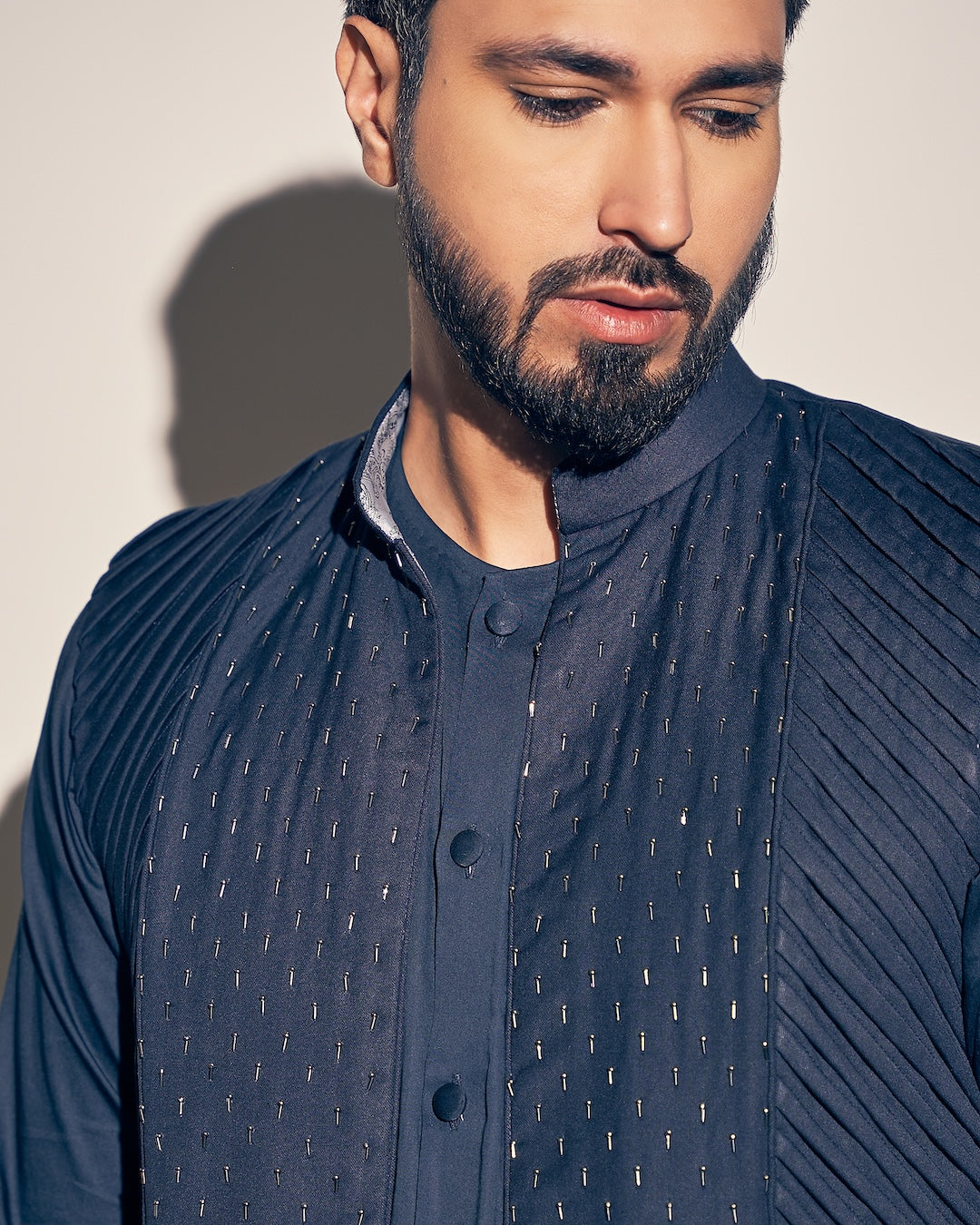 Asymmetrical Pleated Bandi Set