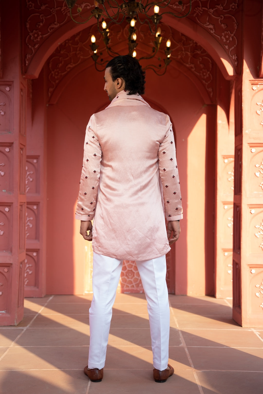Powder Pink Tulip Kurta Stole Set