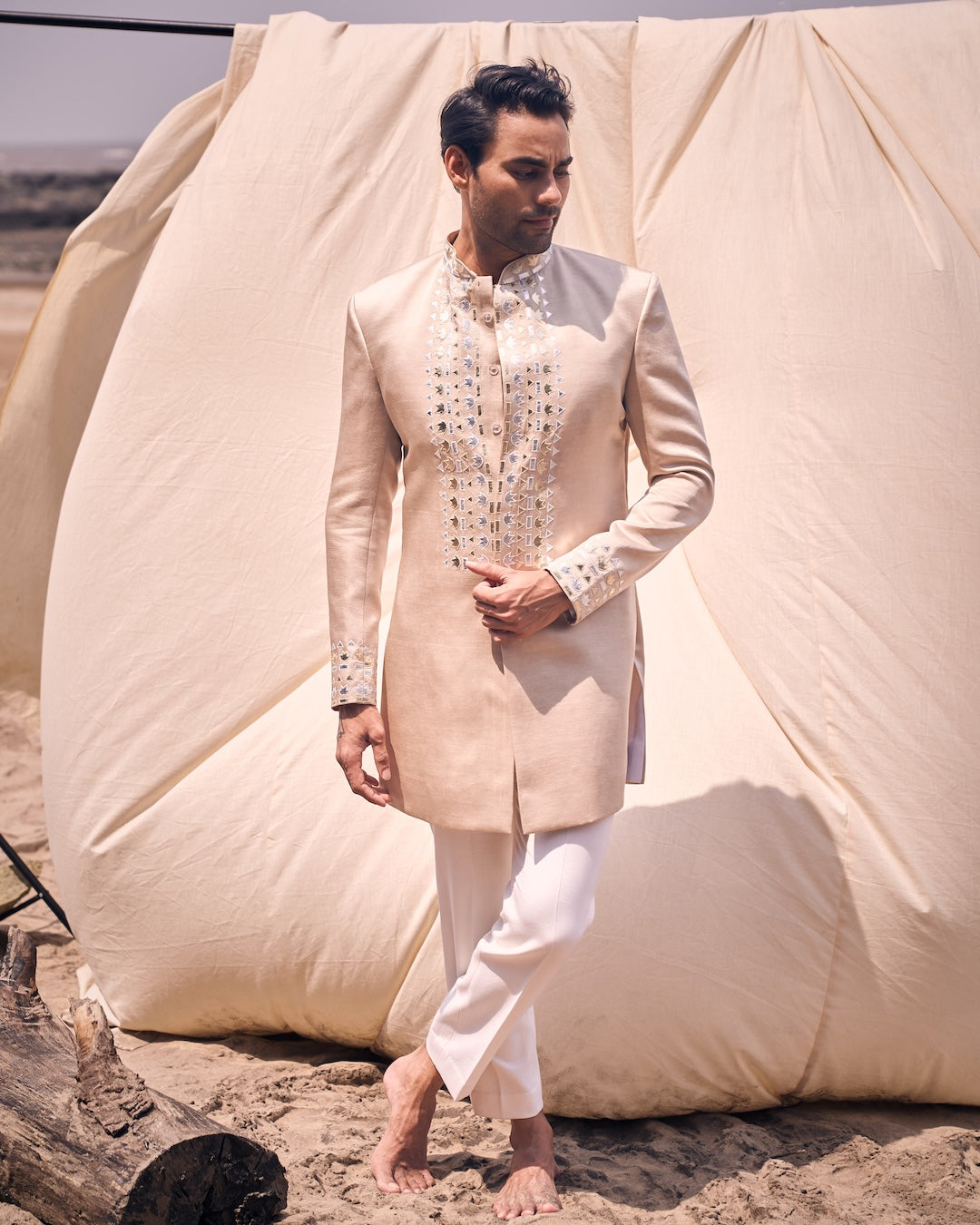 Leather Short Achkan Set