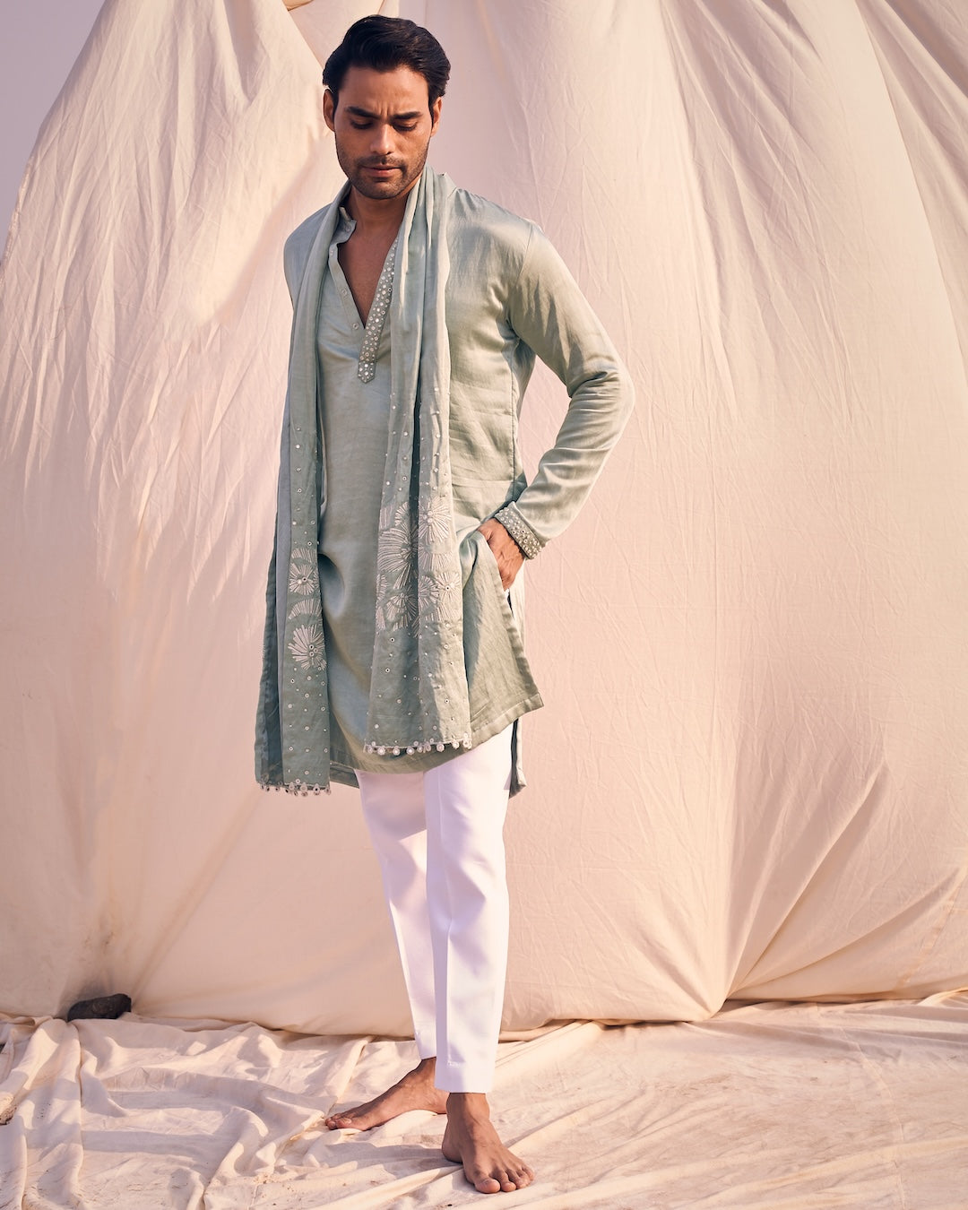 Mirror Tassel Kurta Dupatta Set