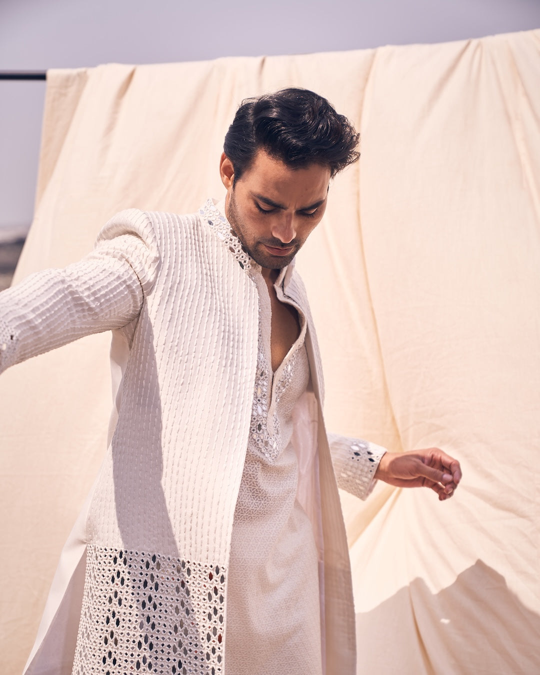 Mirror Work Open Jacket Set