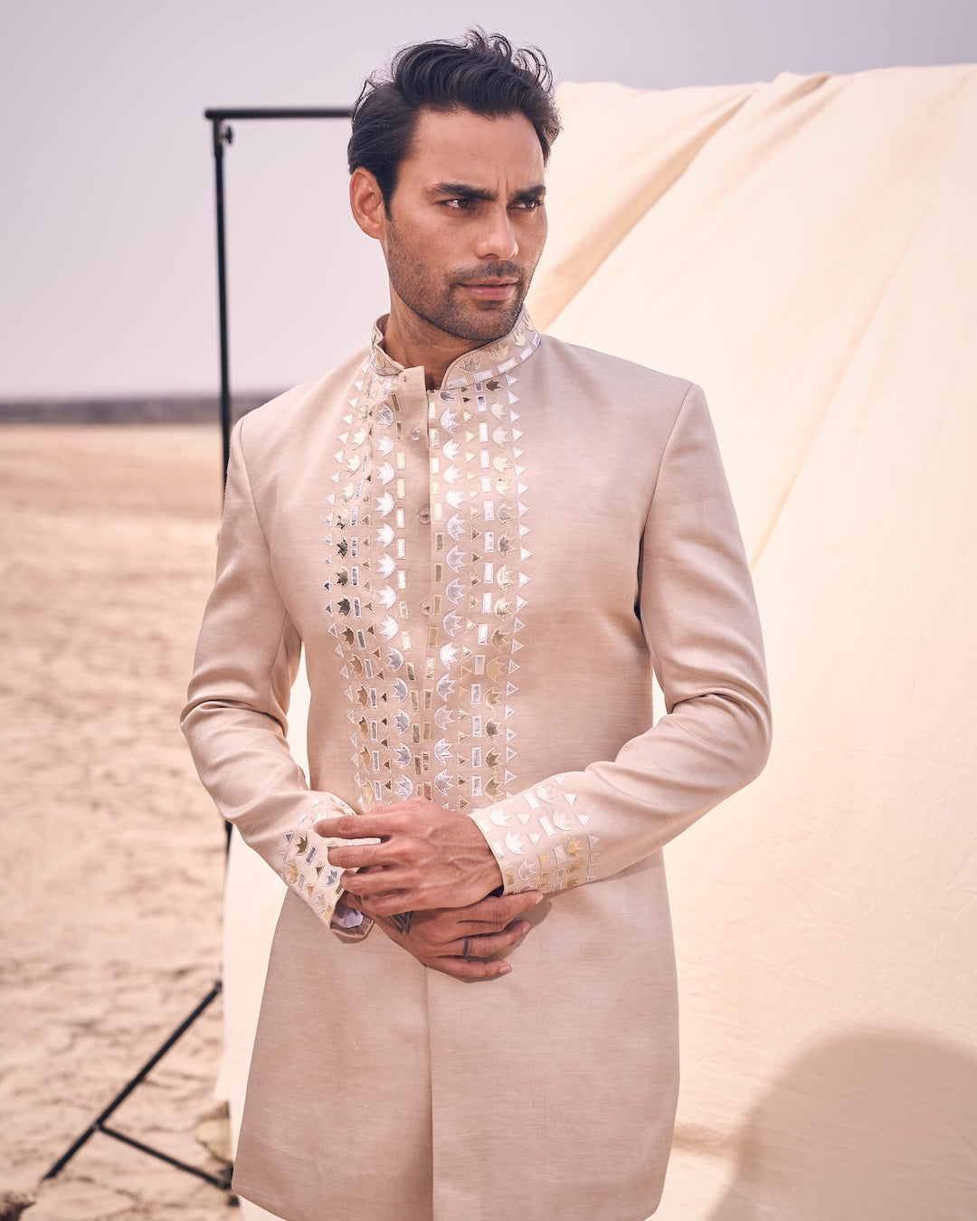 Leather Short Achkan Set