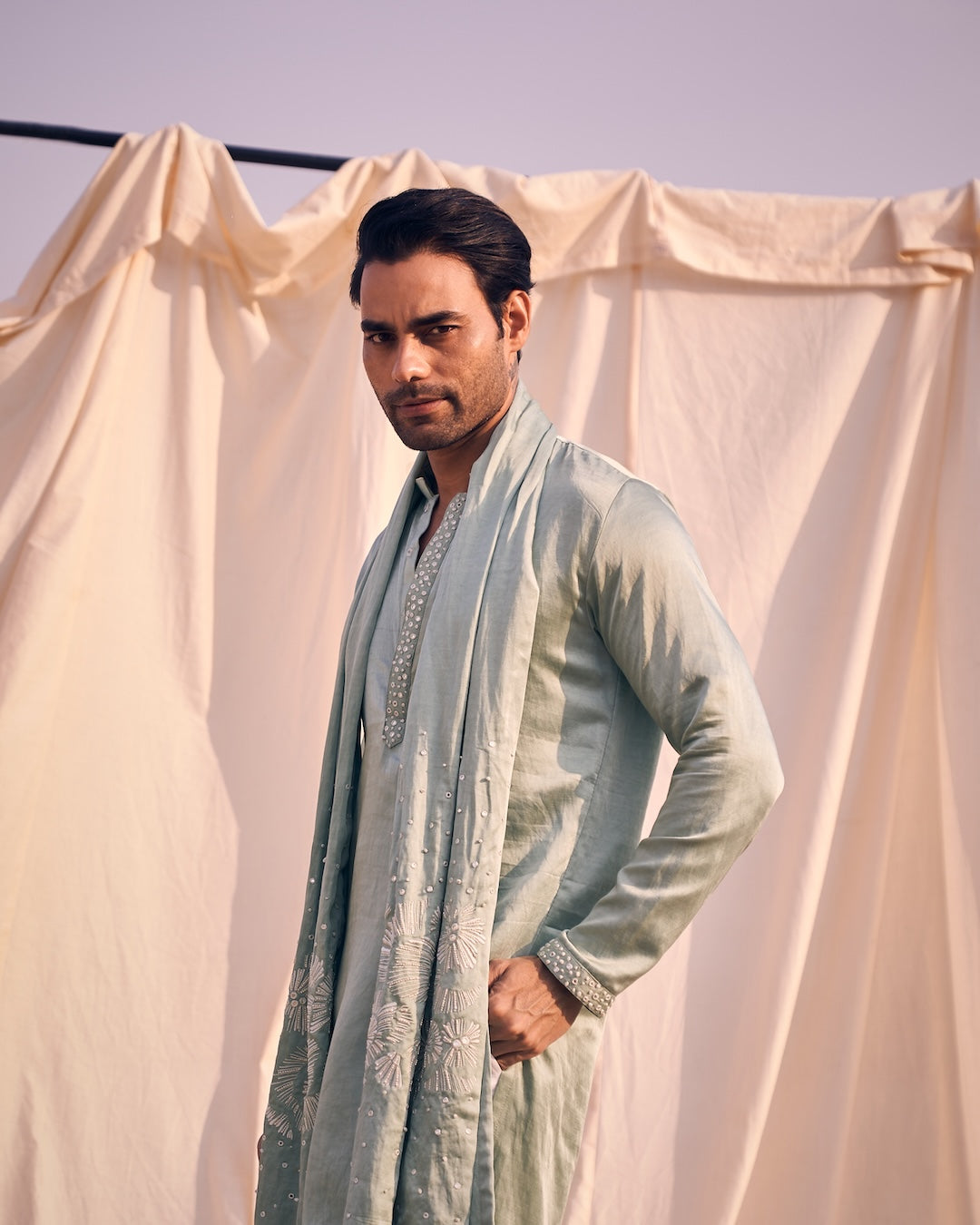 Mirror Tassel Kurta Dupatta Set