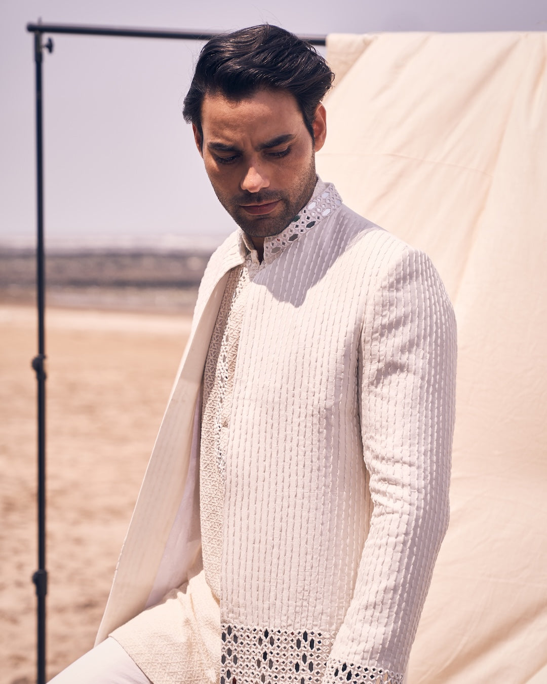 Mirror Work Open Jacket Set