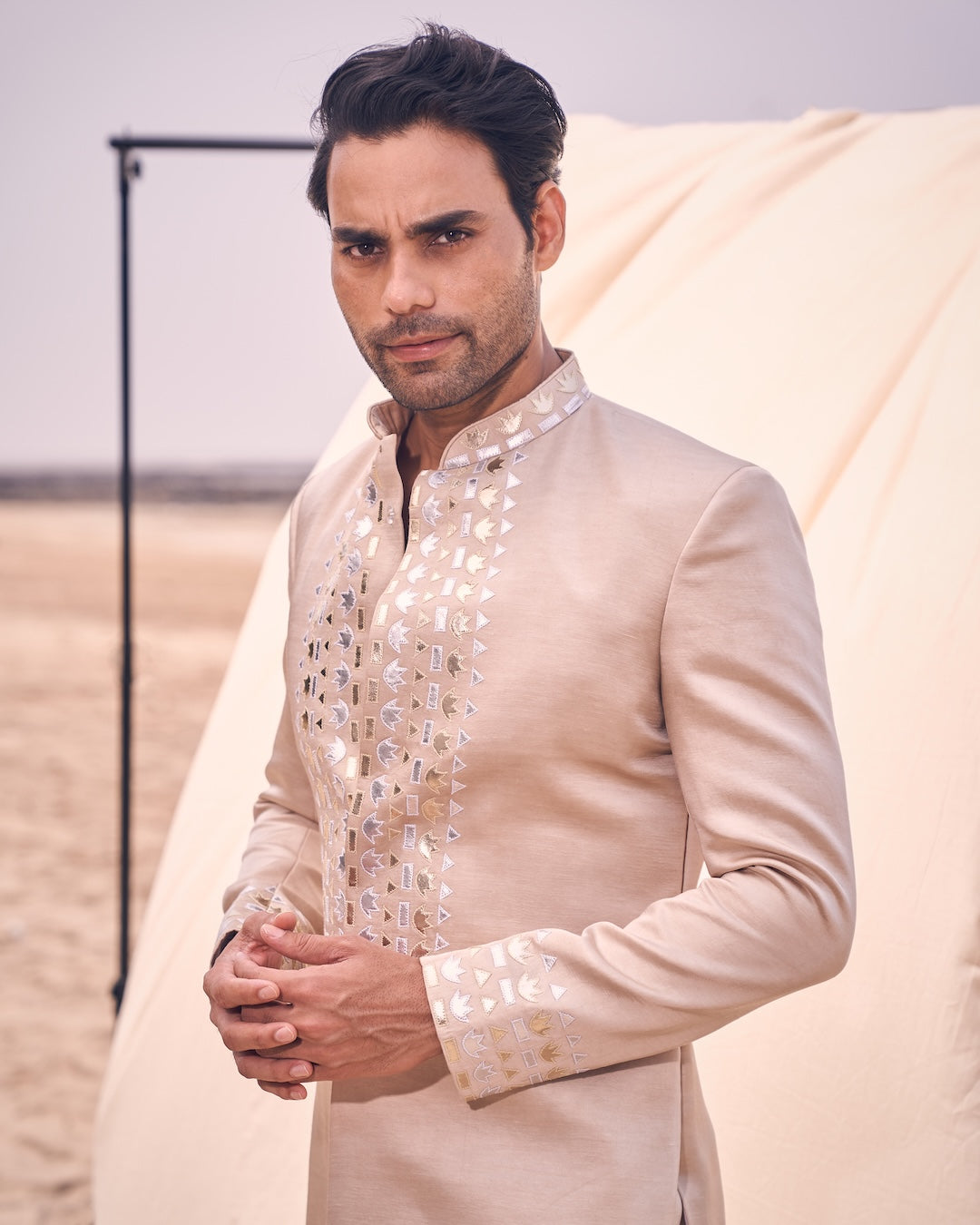 Leather Short Achkan Set