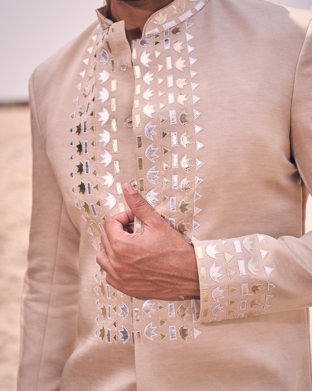 Leather Short Achkan Set