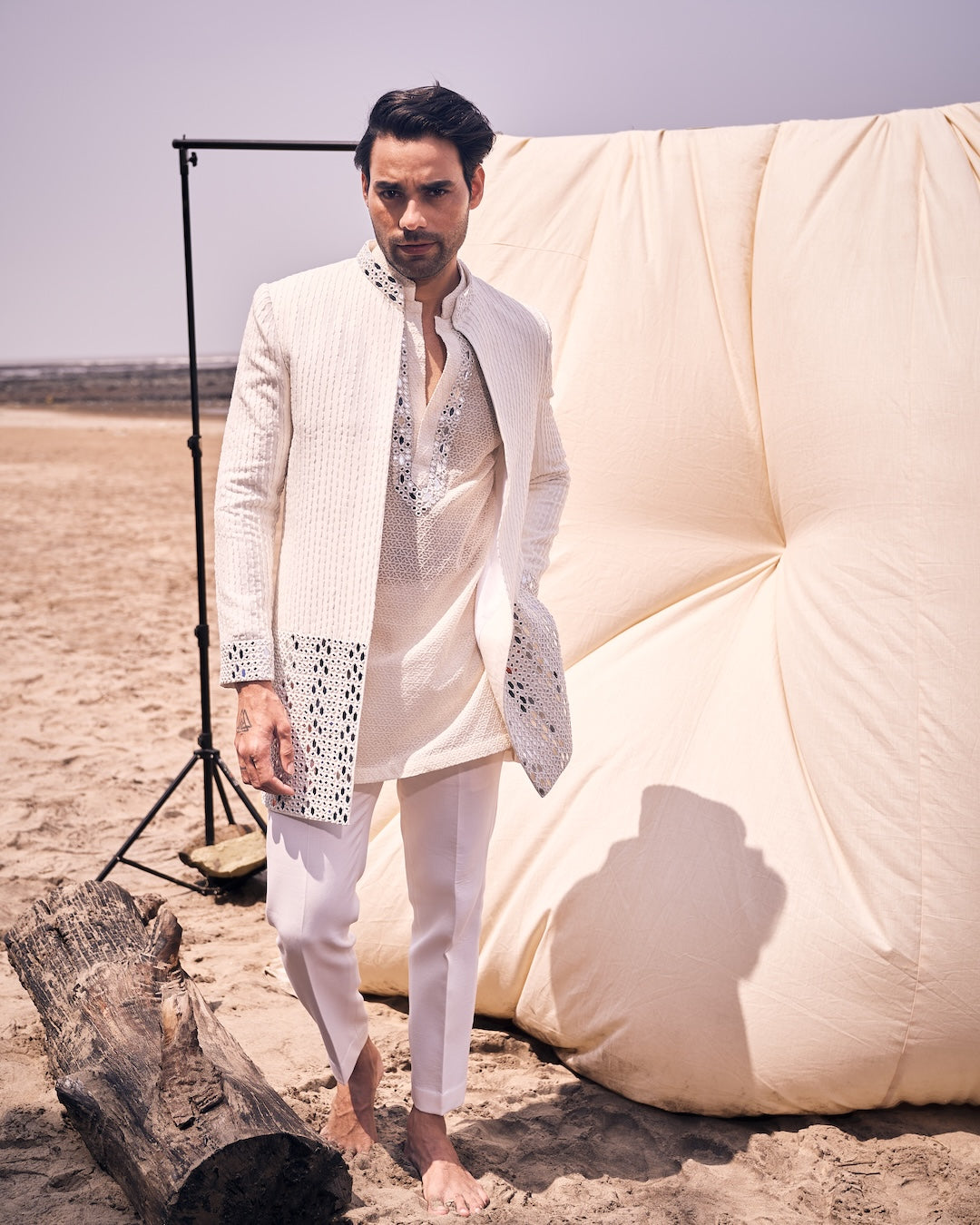 Mirror Work Open Jacket Set