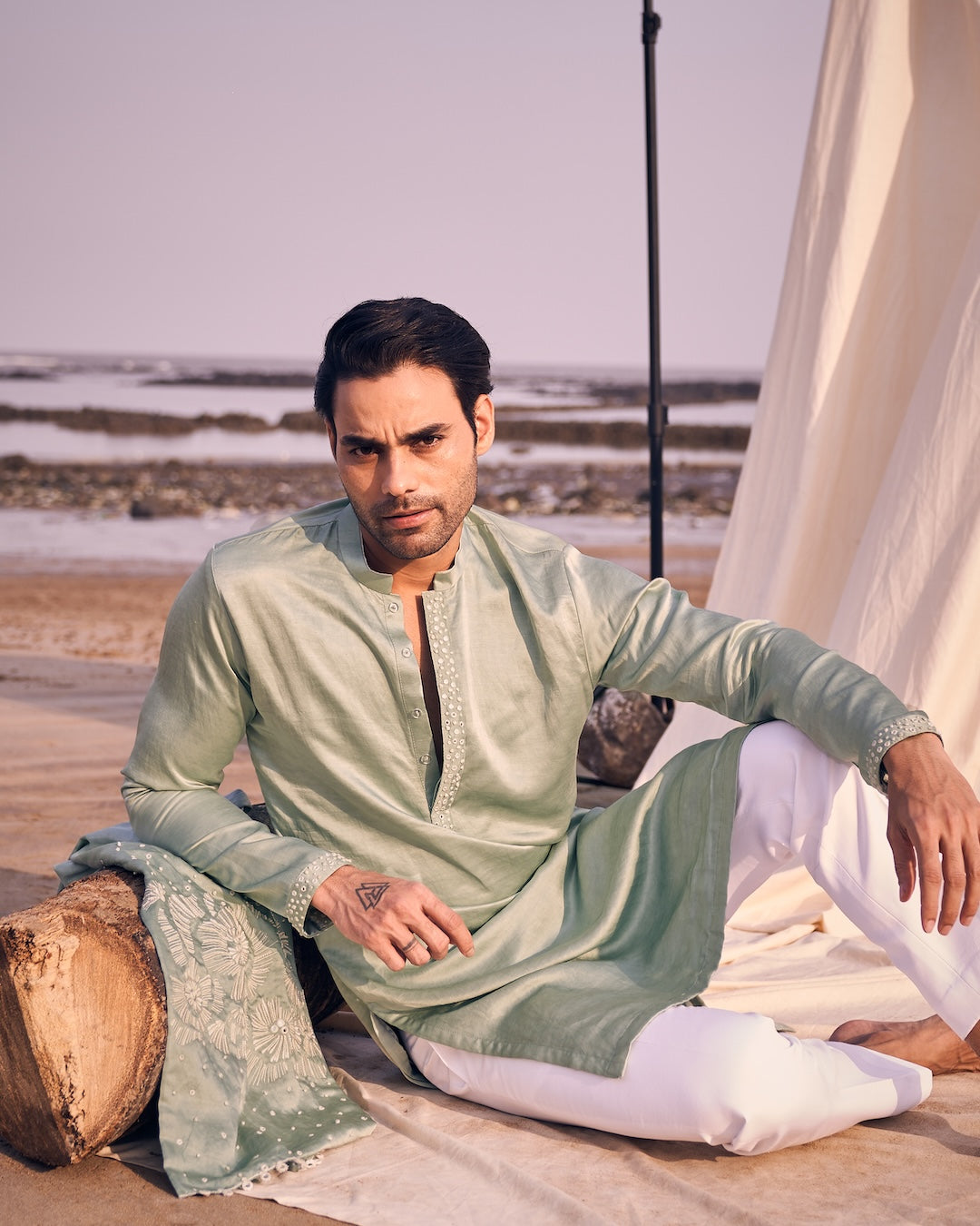 Mirror Tassel Kurta Dupatta Set