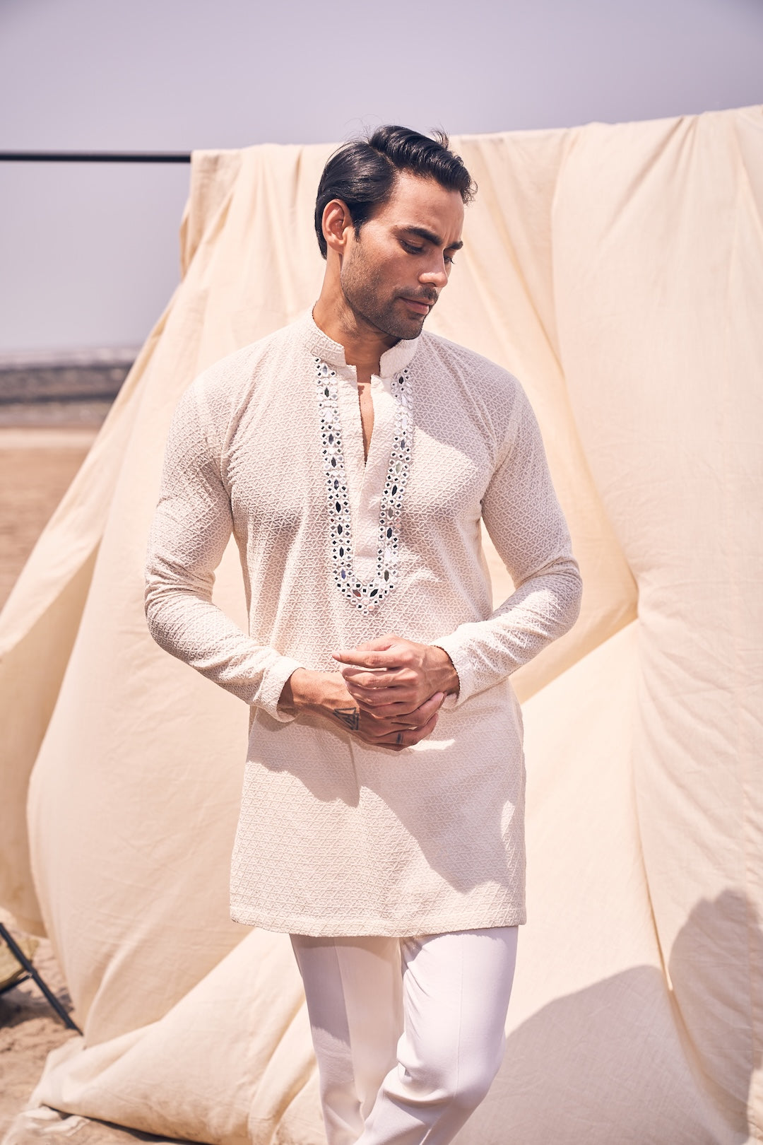 Mirror Work Open Jacket Set