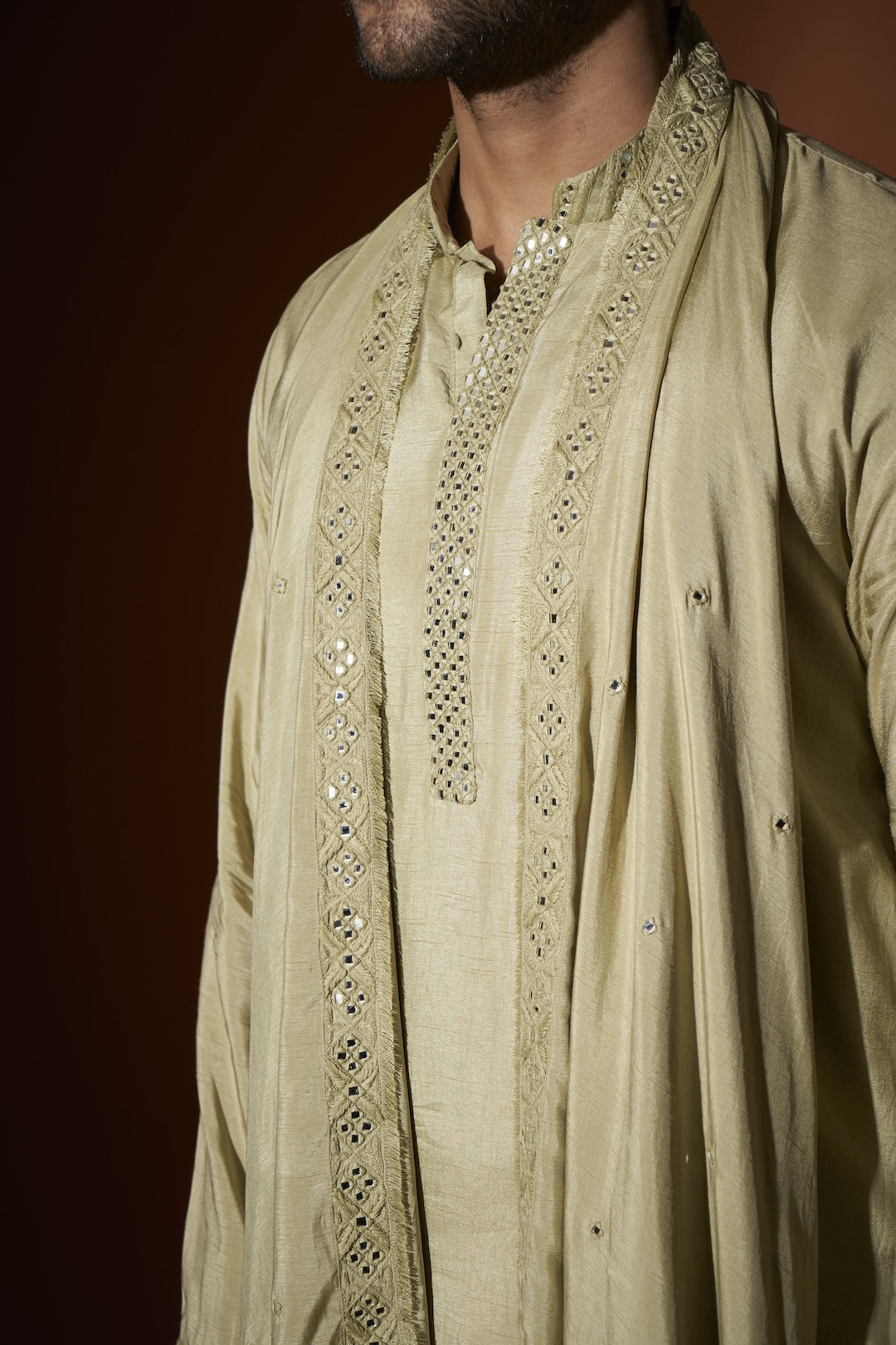 Pre Draped Stole & Kurta Set