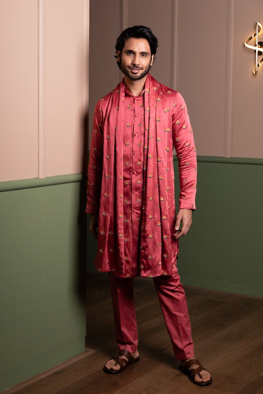 Triangle Buti Kurta Stole Set