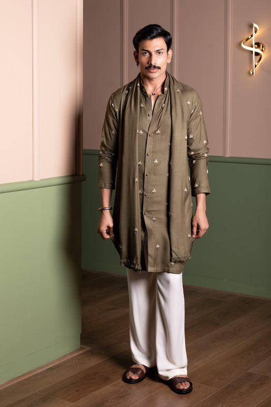 Lotus Kurta With Stole Set