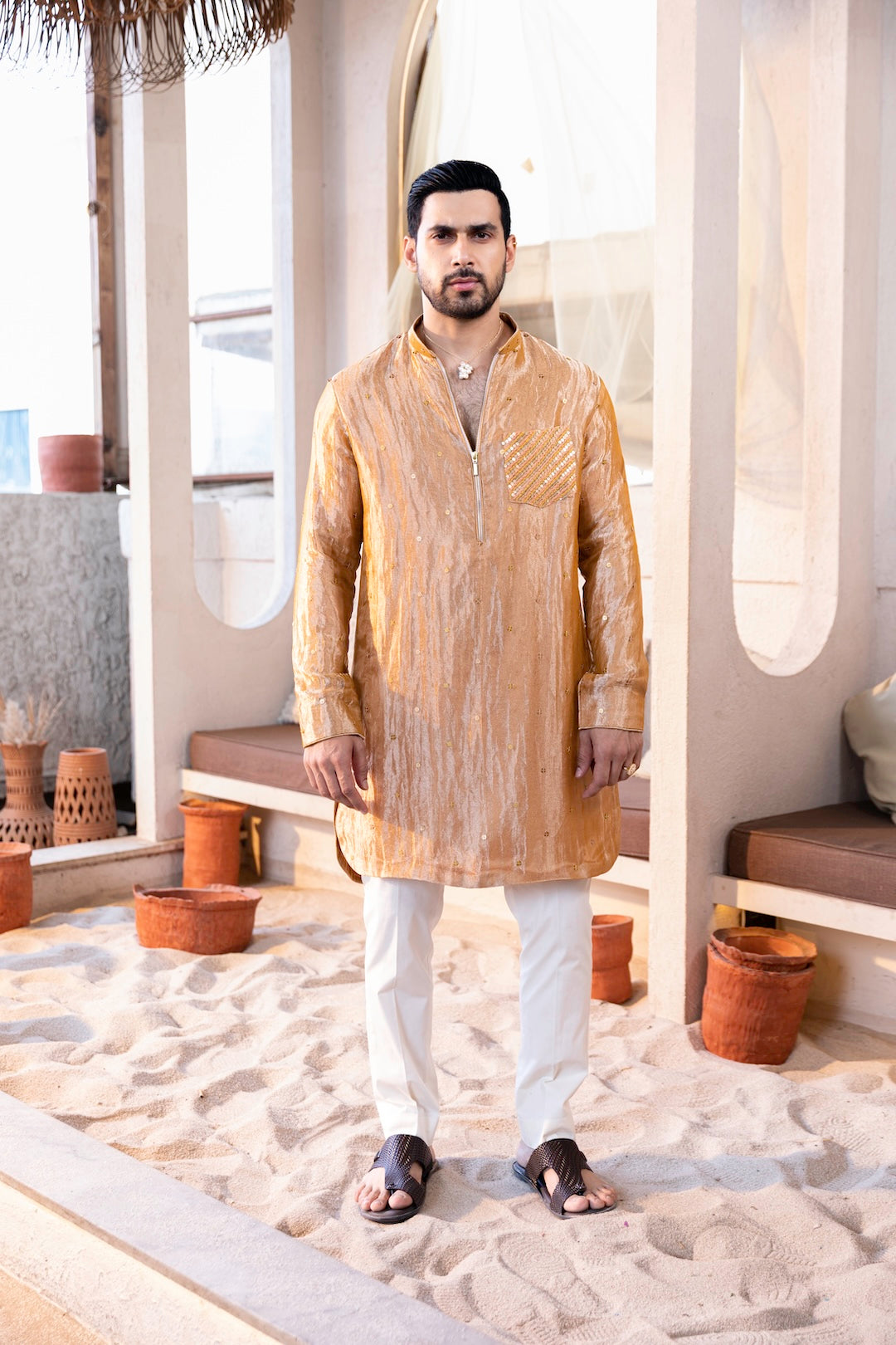 Tissue Pocket Kurta Set
