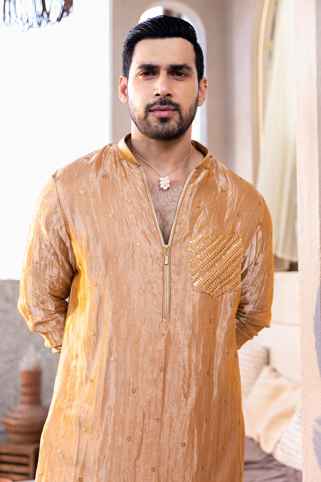 Tissue Pocket Kurta Set