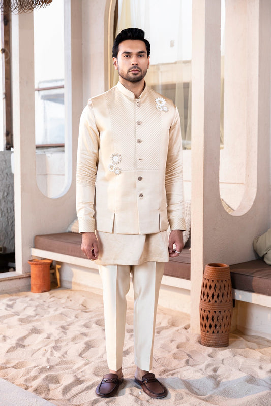 Pin Tucks Flower Bandi Kurta Sets