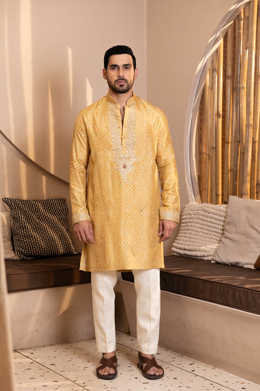 Bandhani Print Kurta with Work Set