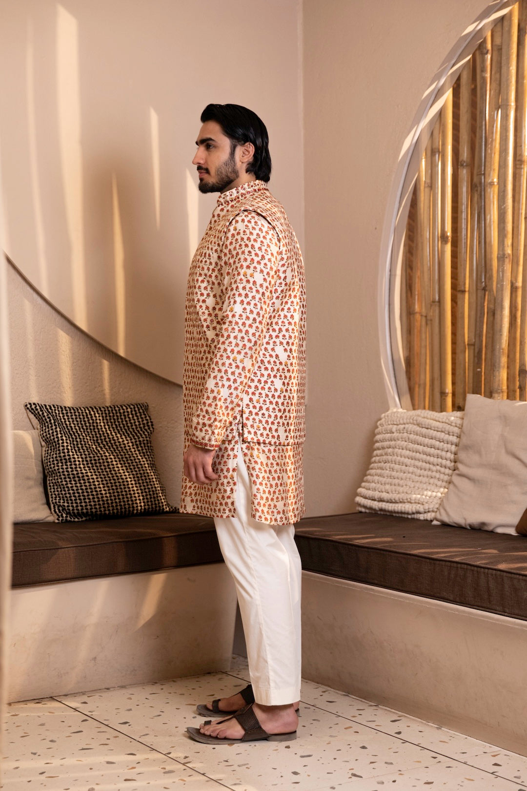 Ivory Mini Buti Kurta Bandi Set
