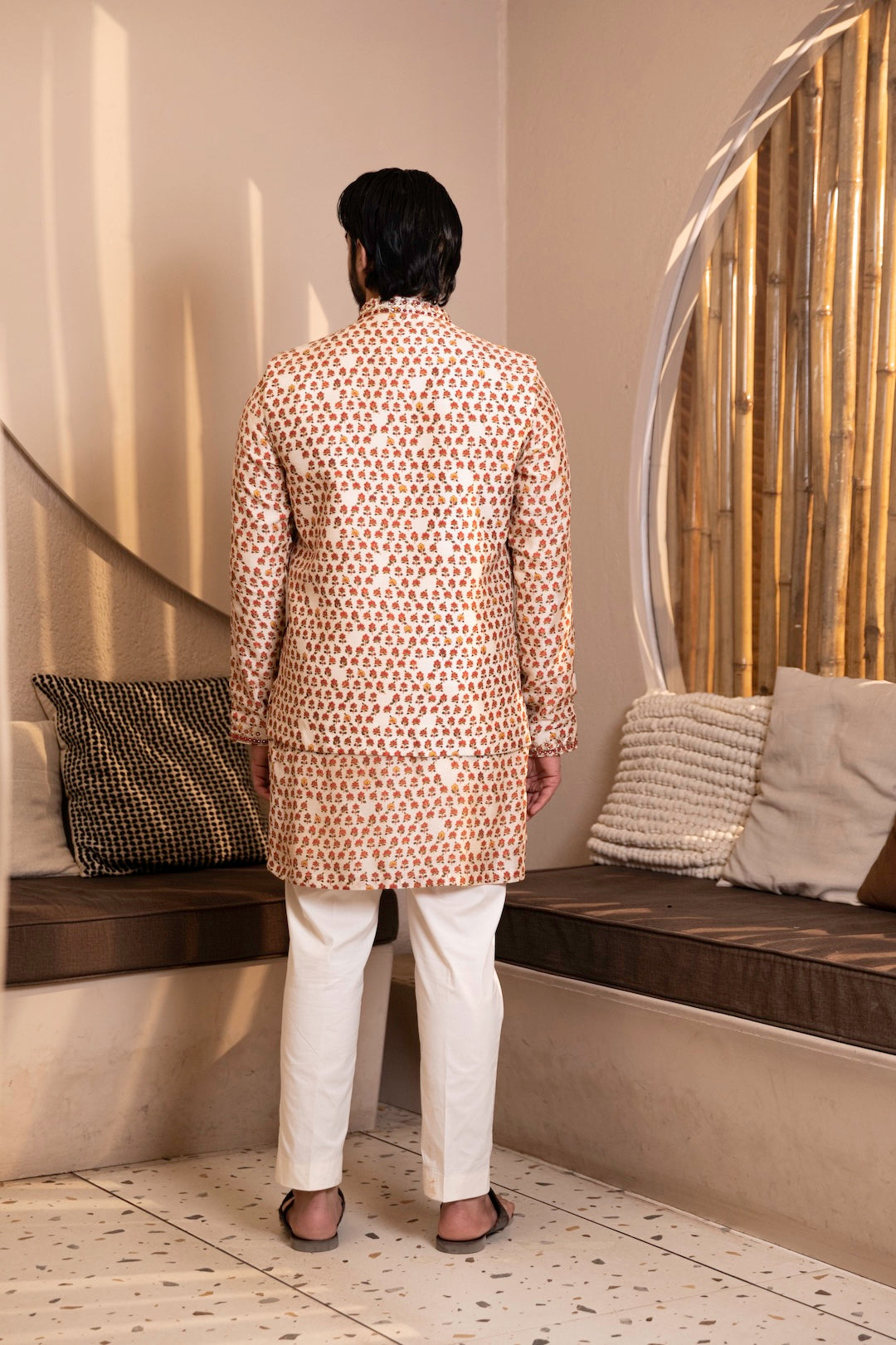 Ivory Mini Buti Kurta Bandi Set