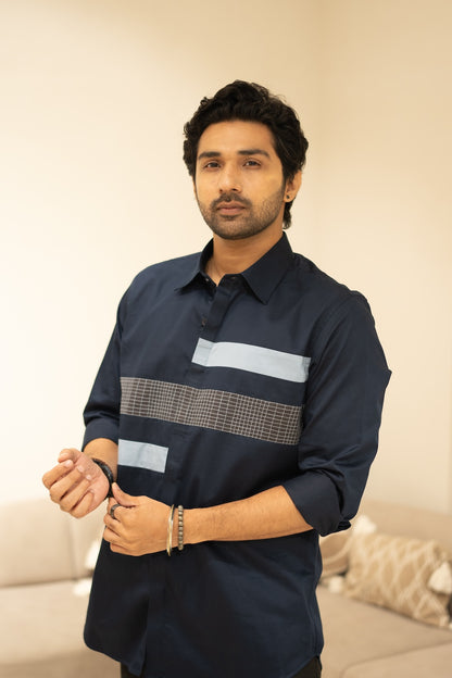 Chequered Colour Block Shirt
