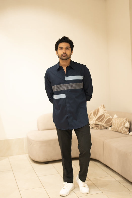 Chequered Colour Block Shirt
