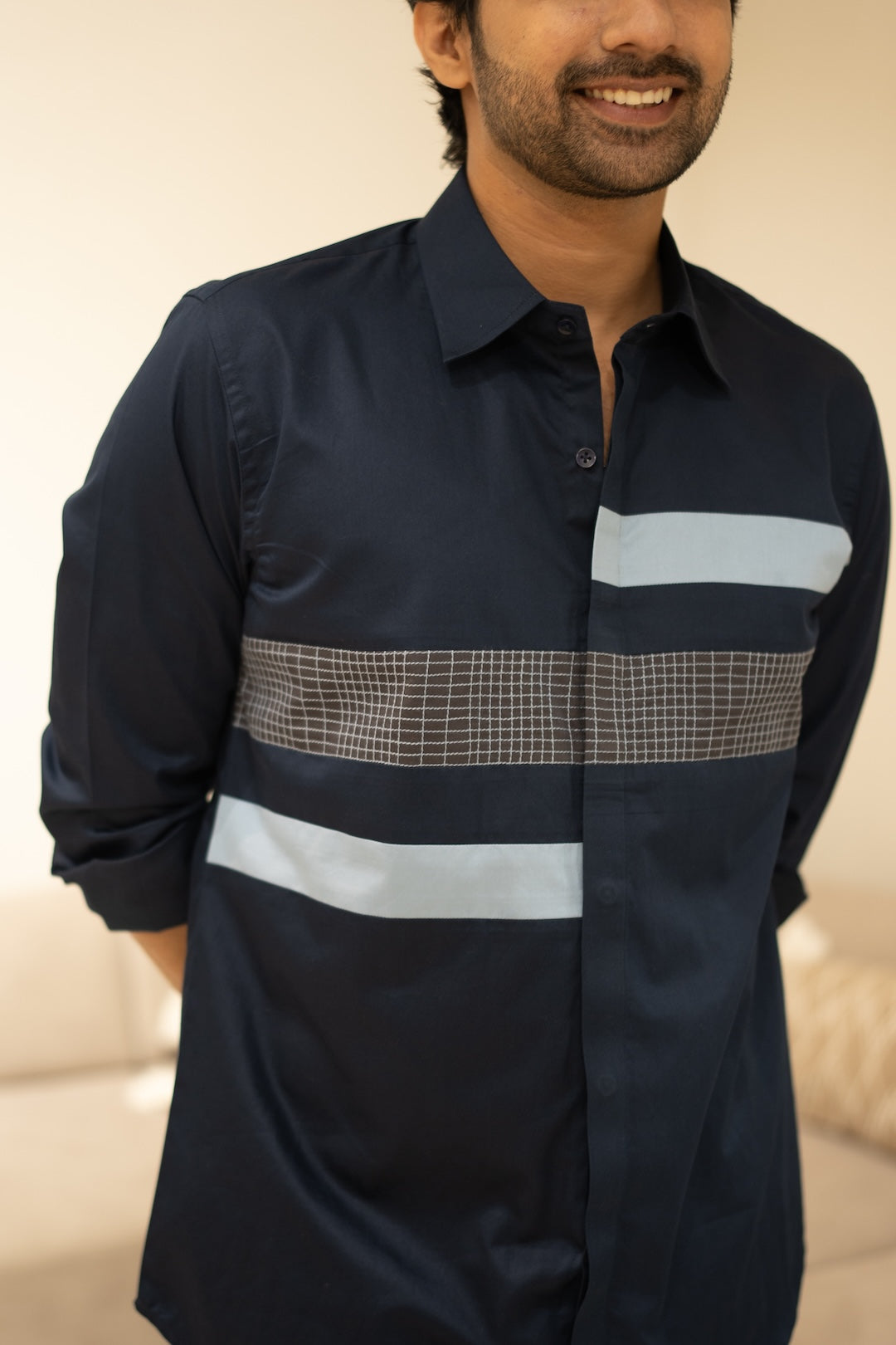 Chequered Colour Block Shirt