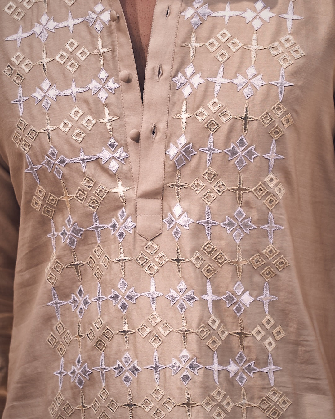 Leather Panel Kurta Set