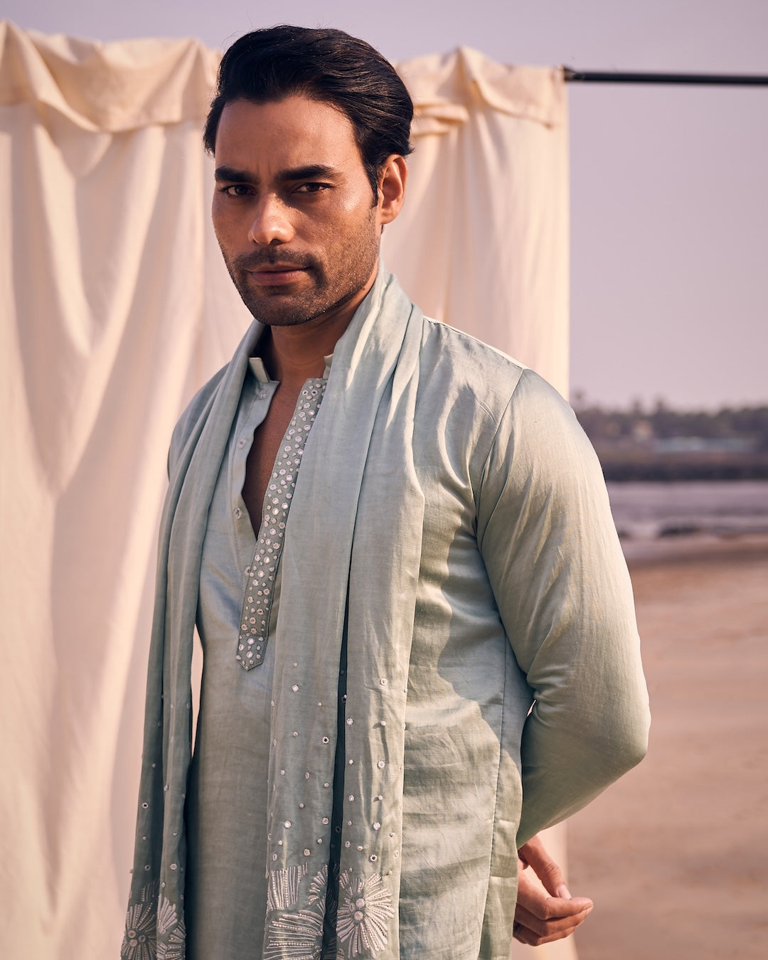 Mirror Tassel Kurta Dupatta Set