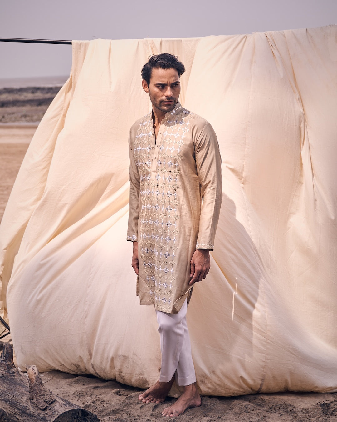 Leather Panel Kurta Set