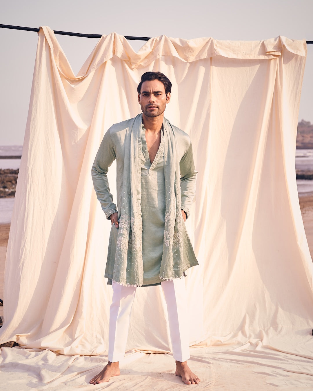 Mirror Tassel Kurta Dupatta Set