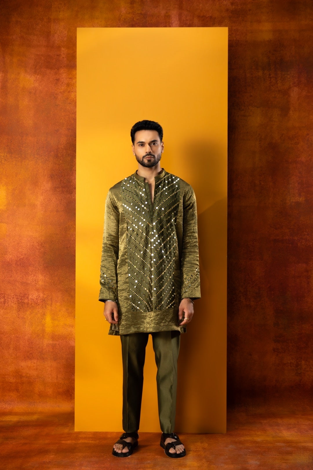 Chevron Banarasi Kurta Set