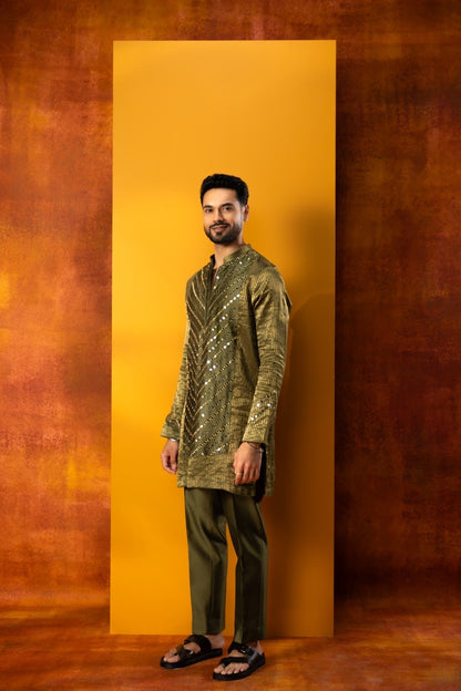 Chevron Banarasi Kurta Set