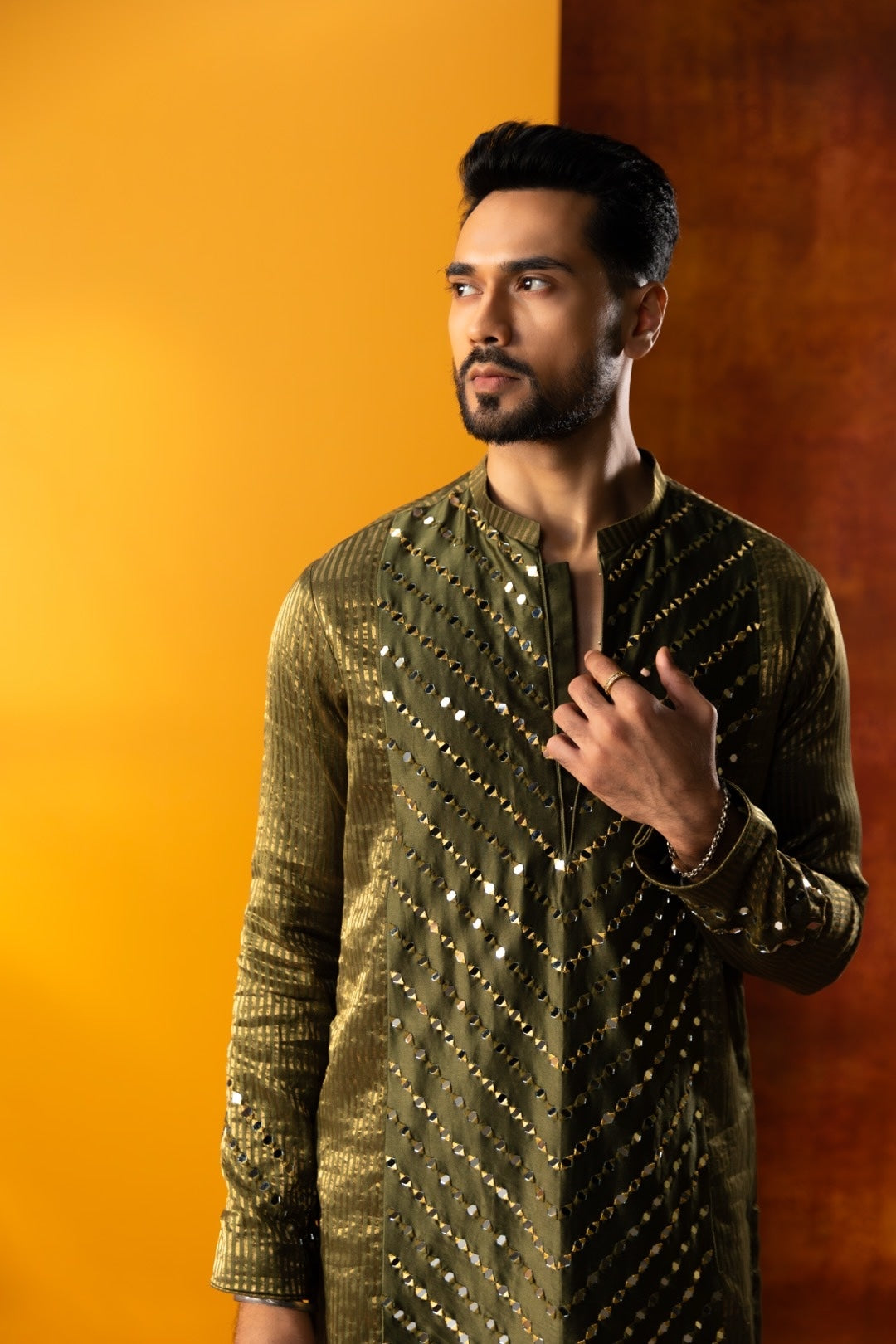 Chevron Banarasi Kurta Set